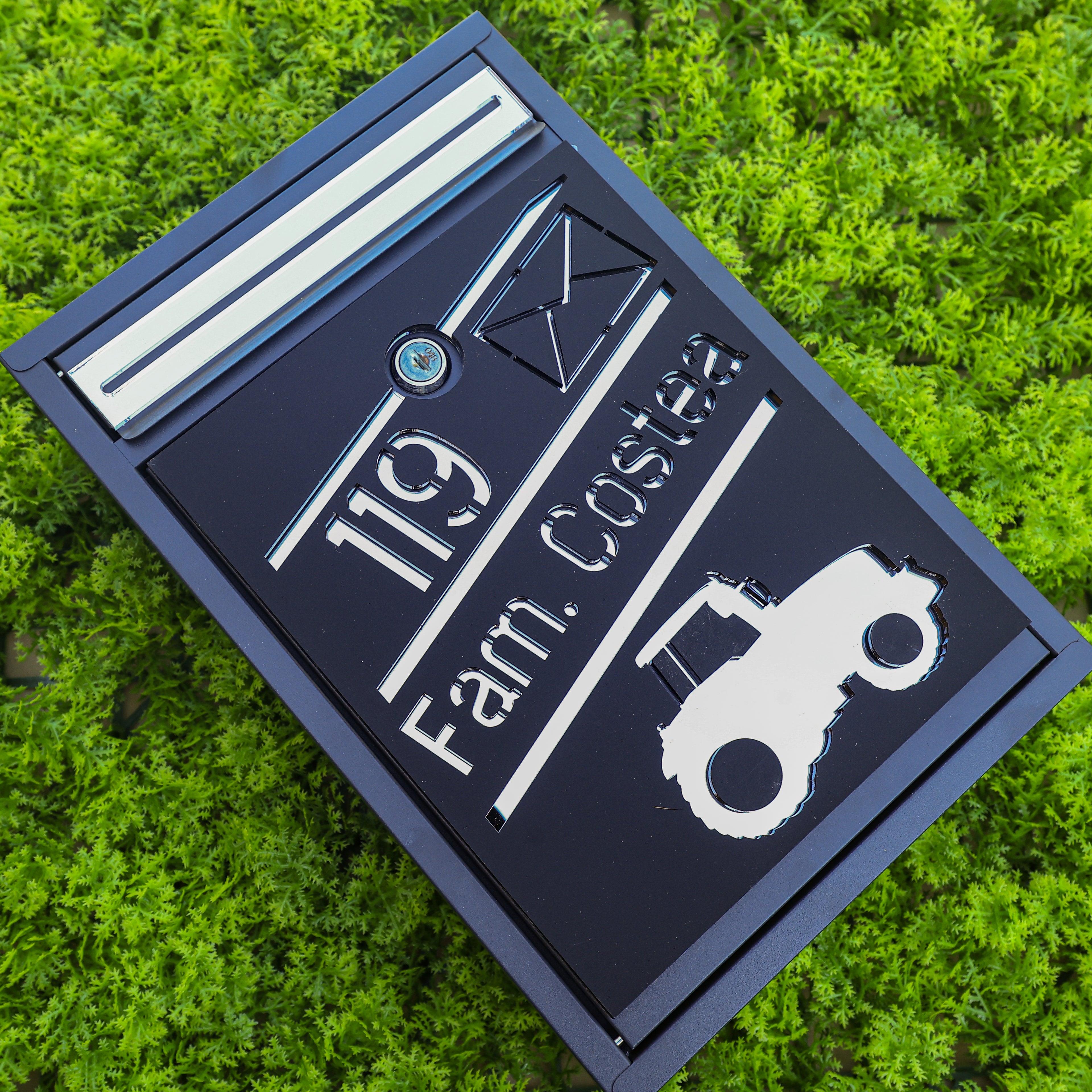 Cutie poștală royal negru satinat - argintiu oglindă