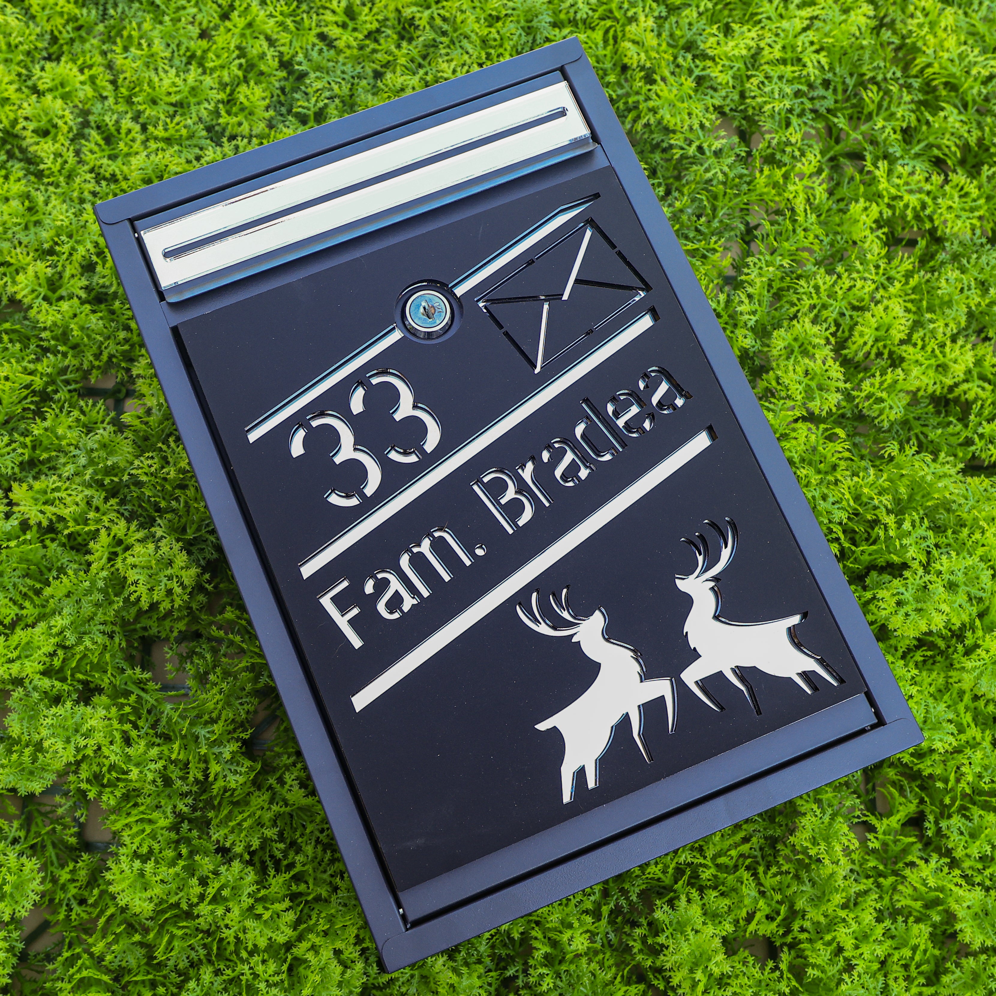 Cutie poștală royal negru satinat - argintiu oglindă