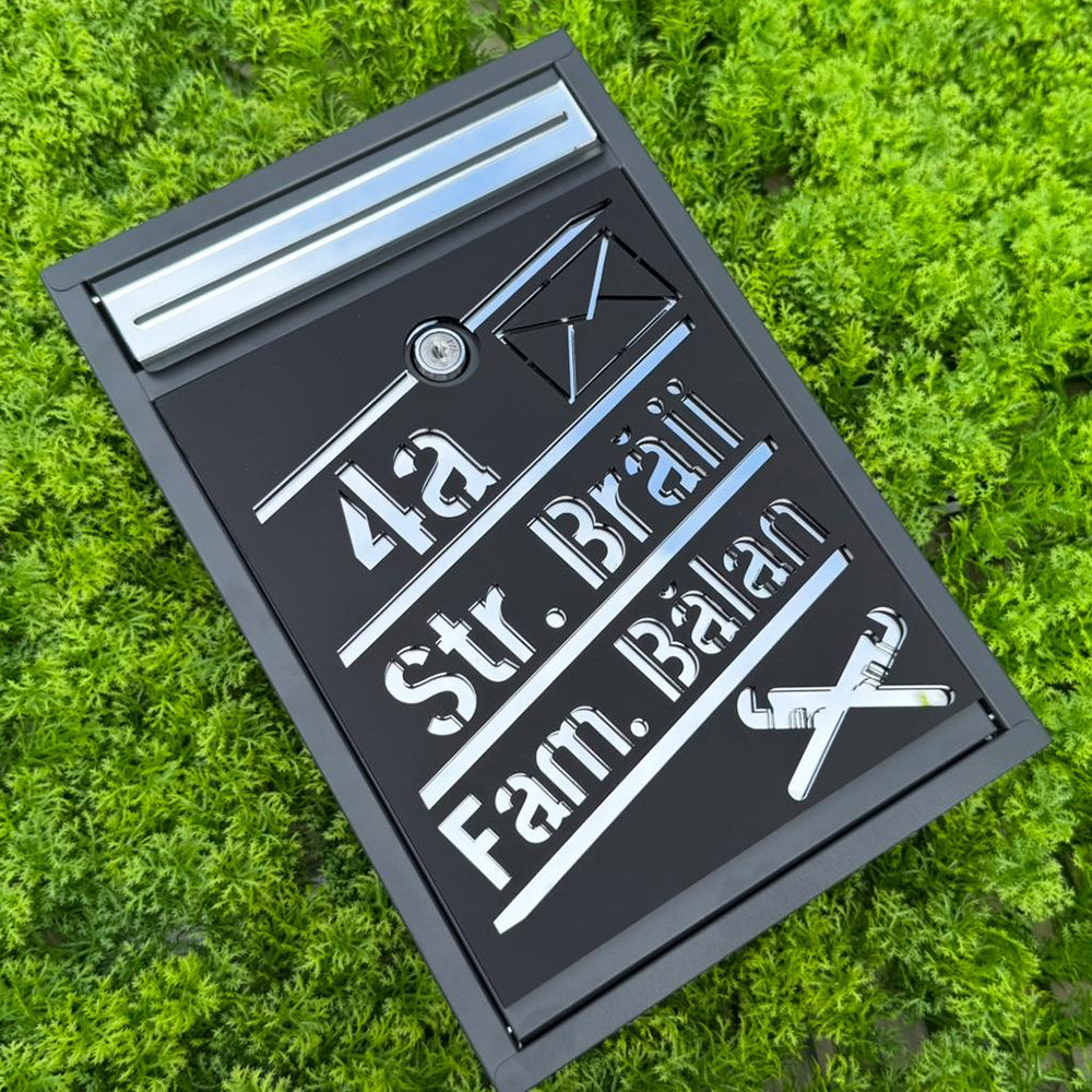 Cutie Postala Negru Satinat - Argintiu Oglinda Tema : Instalatii sanitare