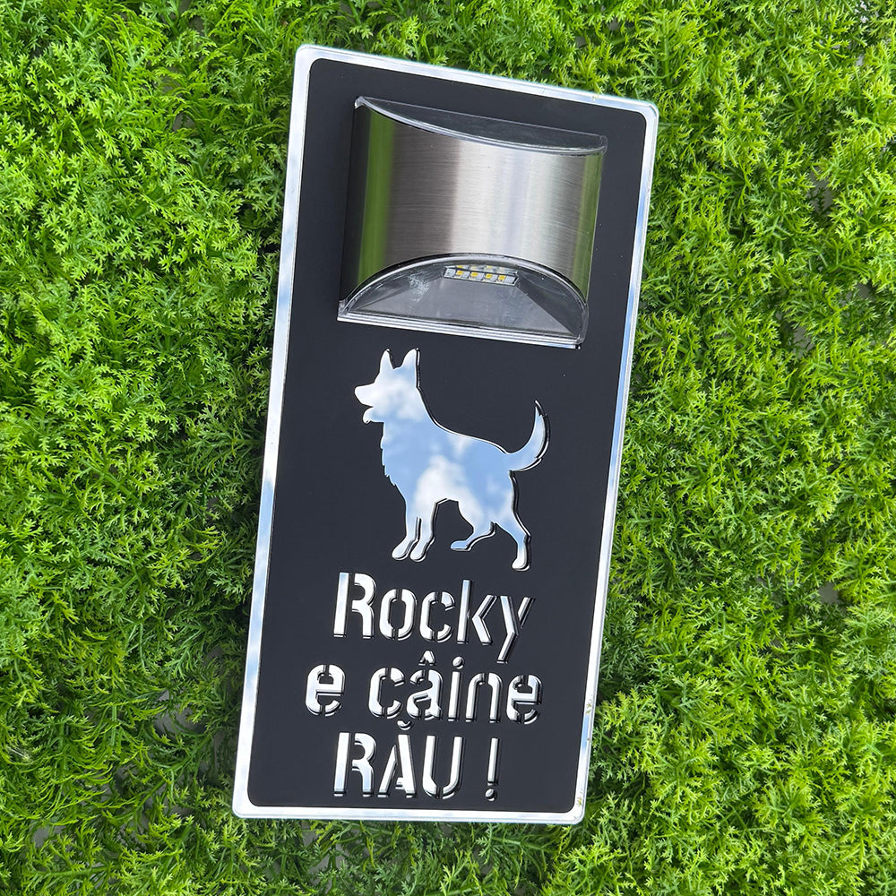 Numar de casa cu lampa solara + LOGO