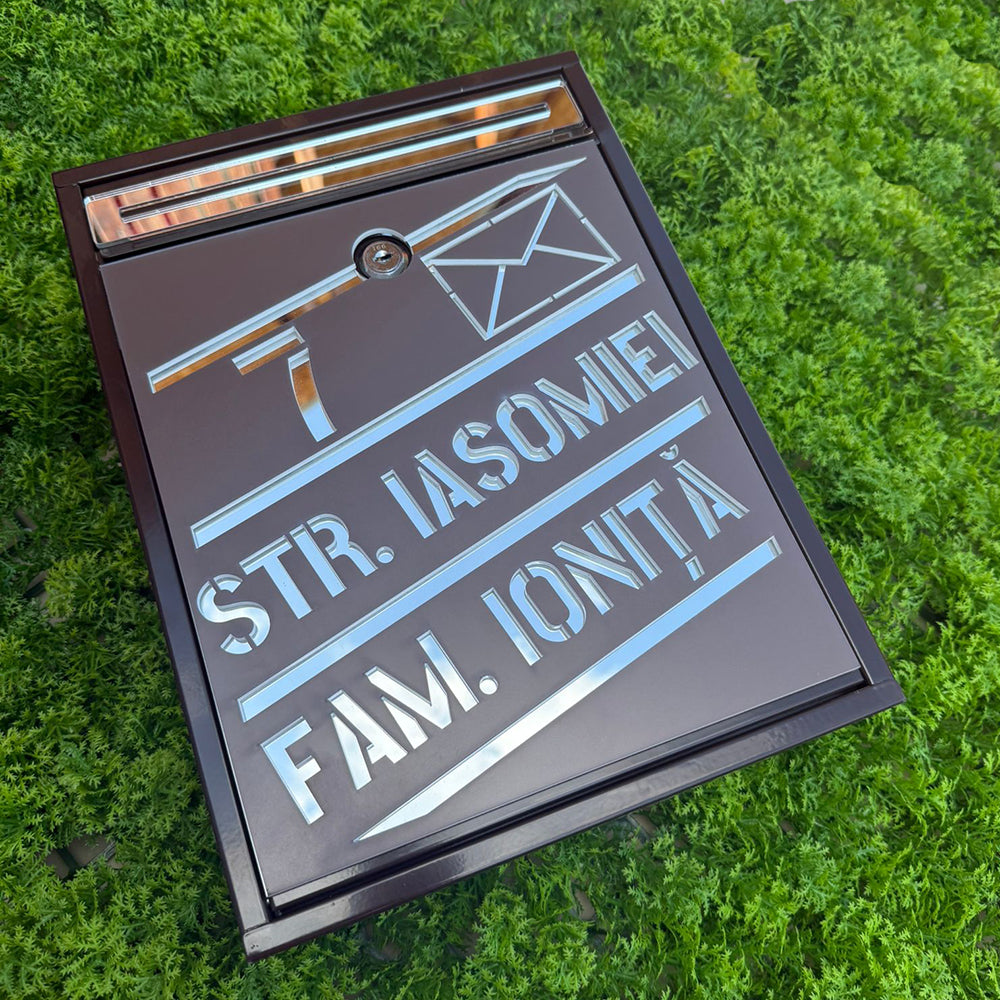 Cutie Postala Maro Satinat + Argintiu Oglinda