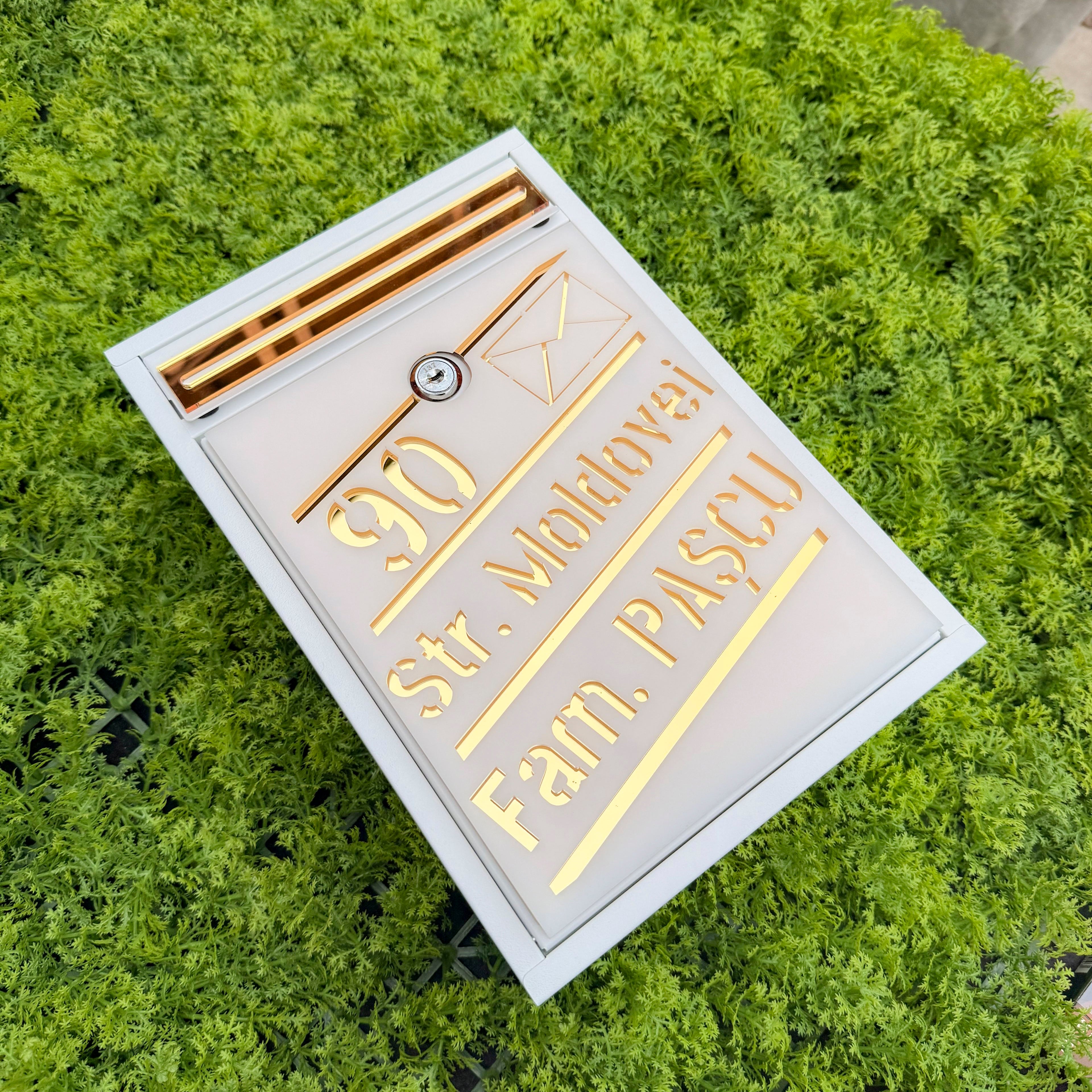 Cutie Postala Luxury Alb Satinat + Auriu