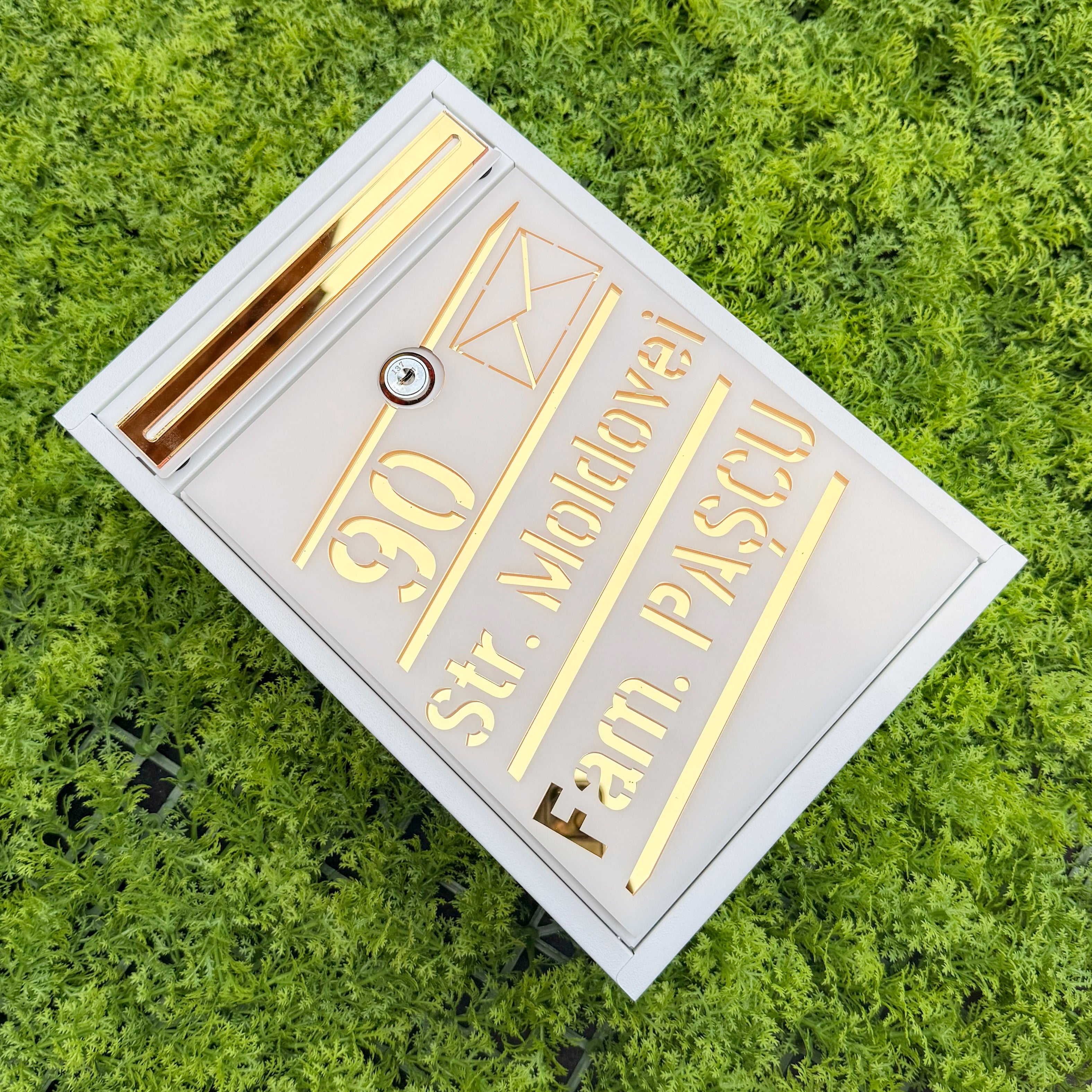 Cutie Postala Luxury Alb Satinat + Auriu