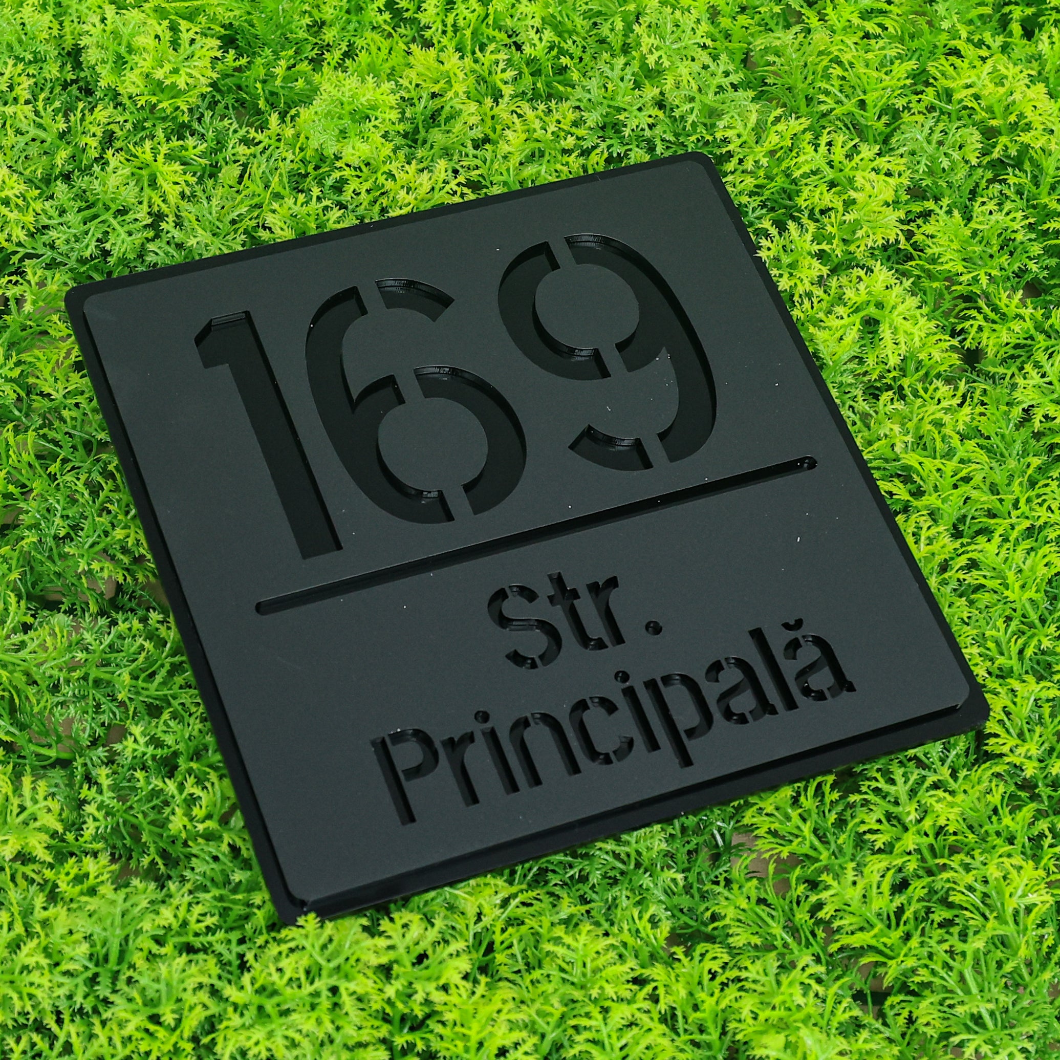 Număr de casă basic negru satinat - negru lucios