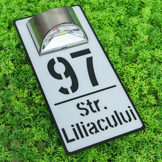 Număr de casă luxury alb satinat - negru lucios