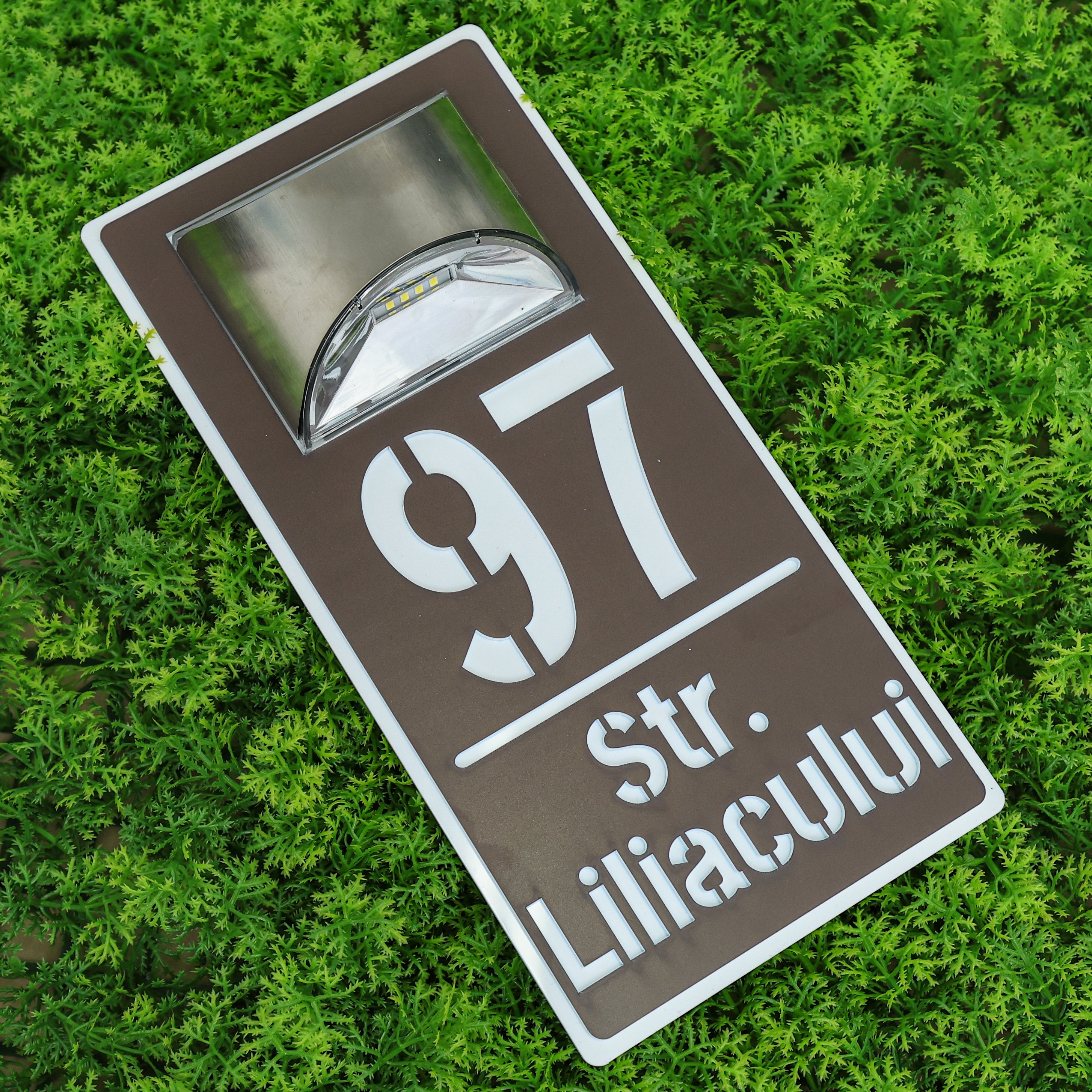 Număr de casă luxury maro satinat - argintiu oglindă