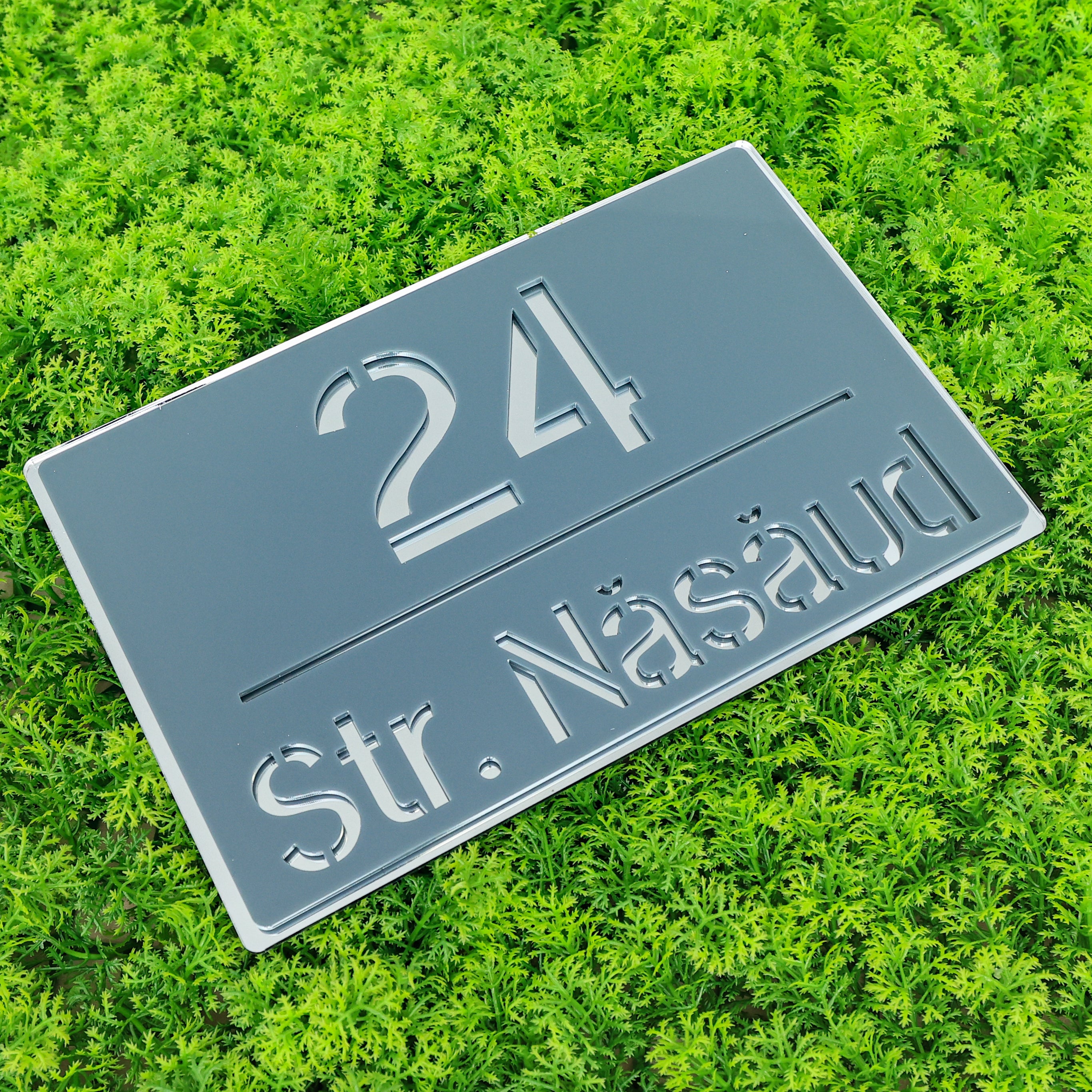 Număr de casă premium antracit lucios - argintiu oglindă