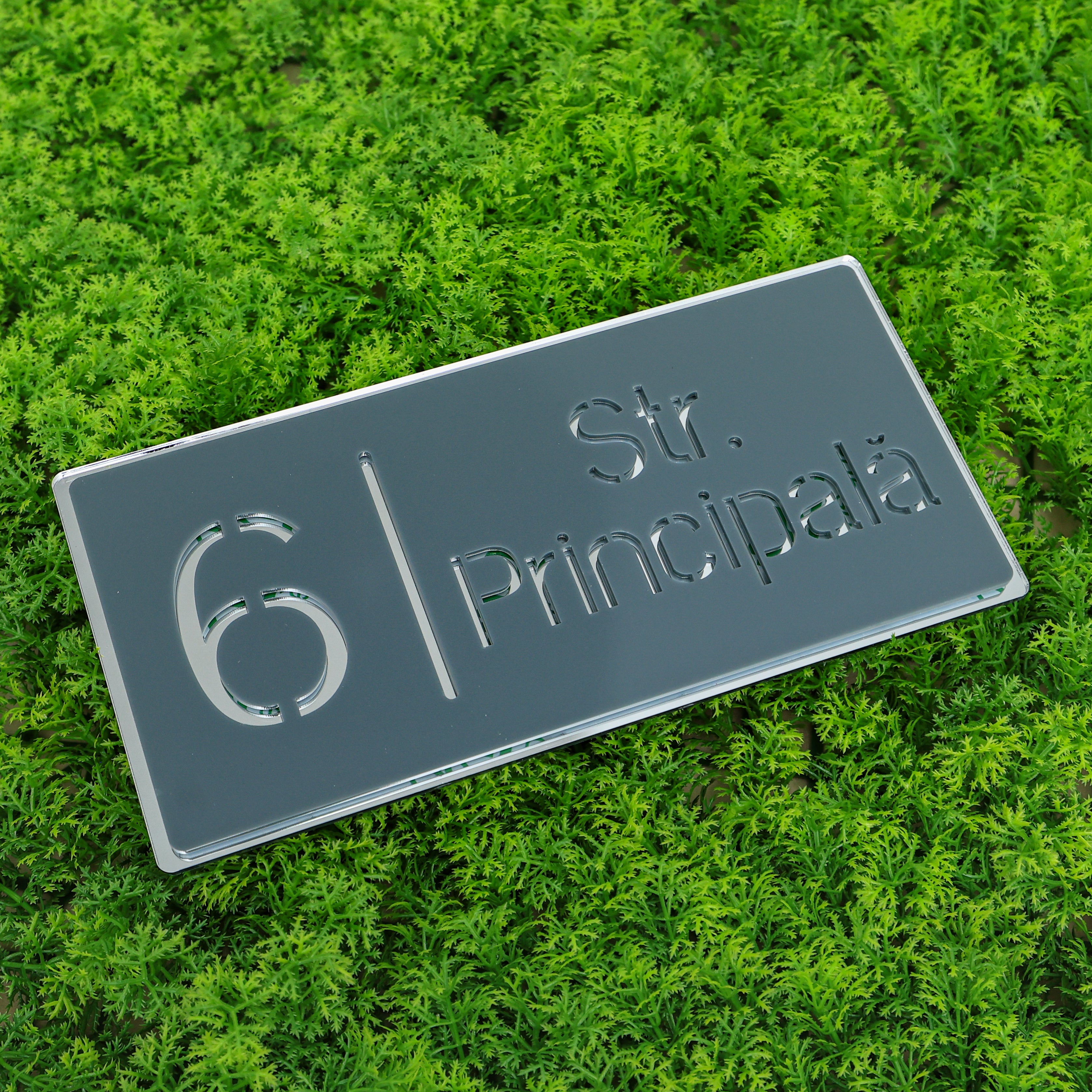 Număr de casă royal antracit lucios - argintiu oglindă