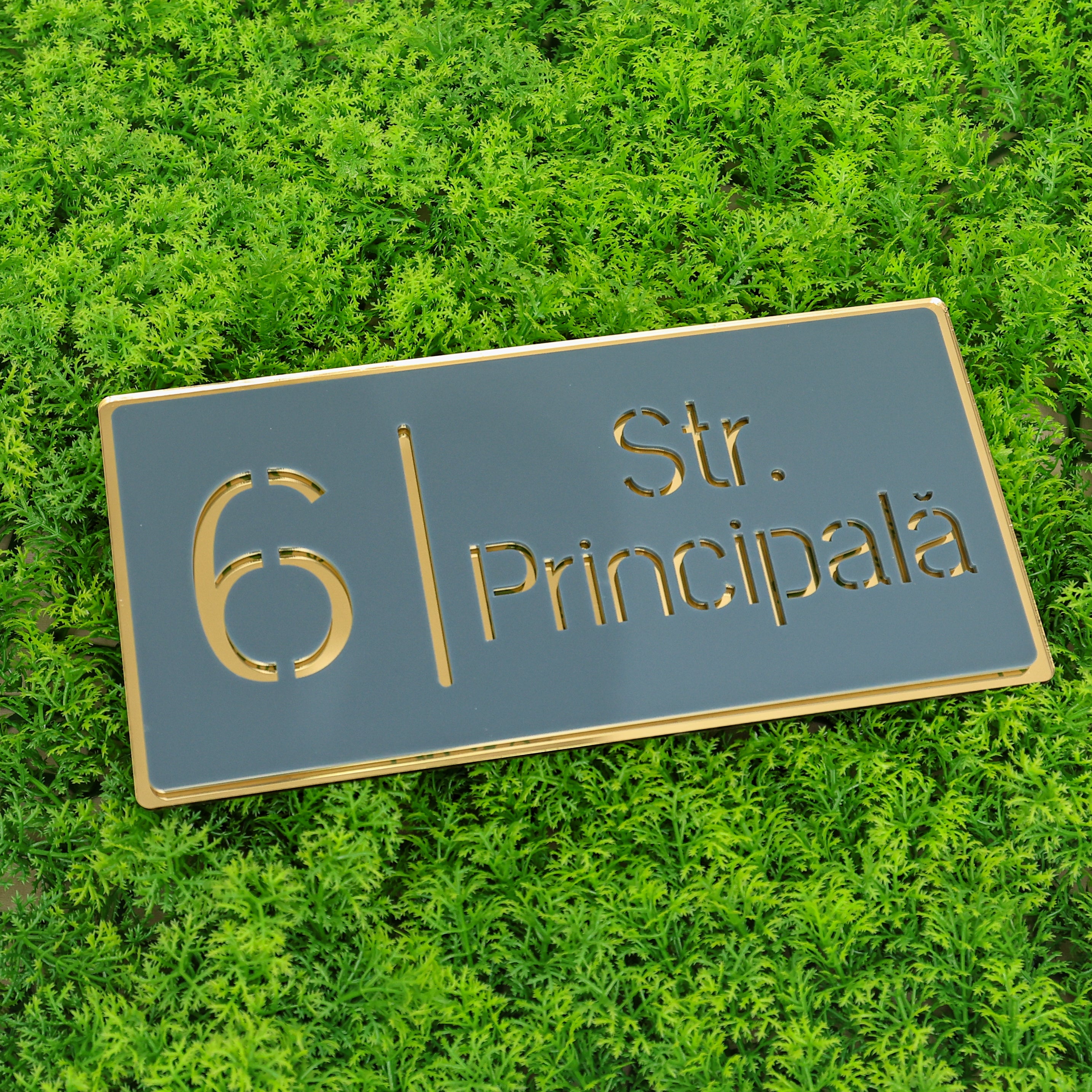 Număr de casă royal antracit lucios - auriu oglindă