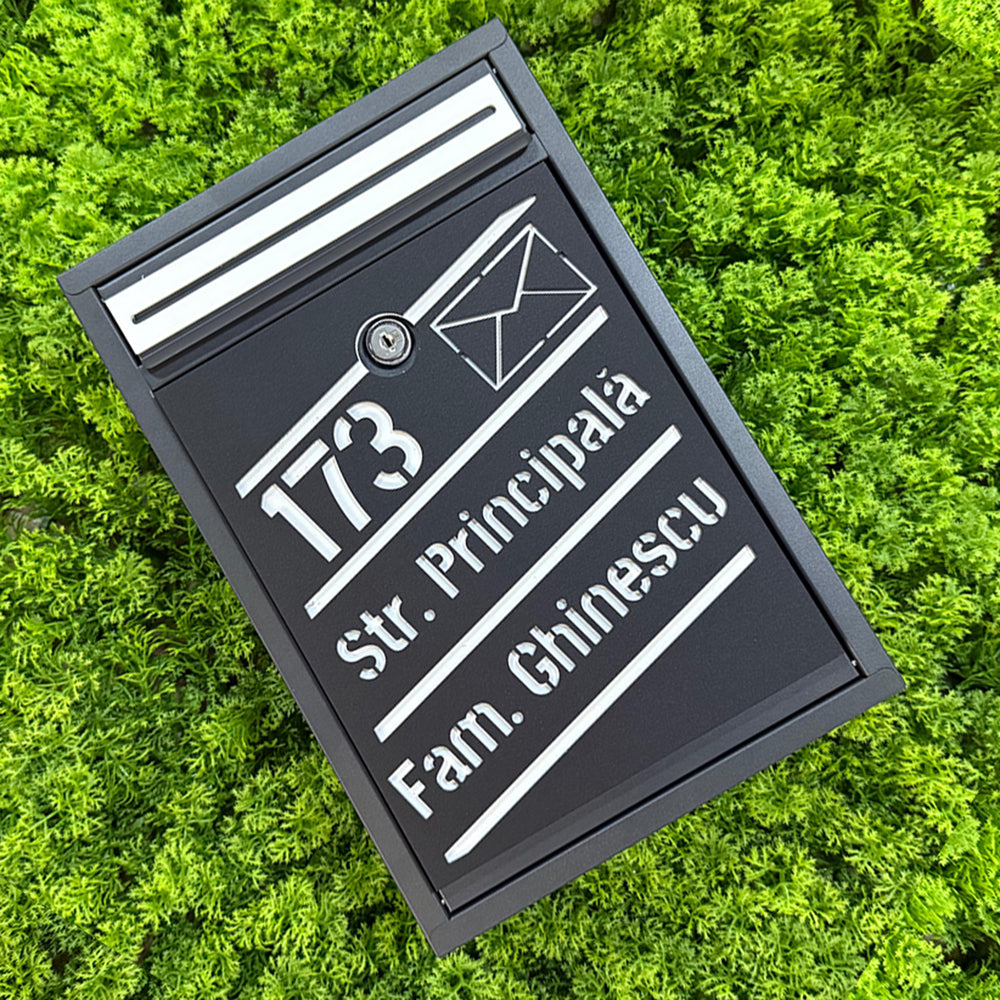 Cutie Poștală Luxury Negru Satinat - Alb Lucios